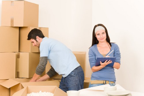 Packed moving boxes ready for removals in Streatham